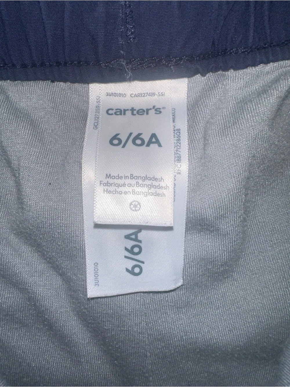 Carter’s Boys Kids Elastic Waist  Navy Jersey Lined Jogger Pants